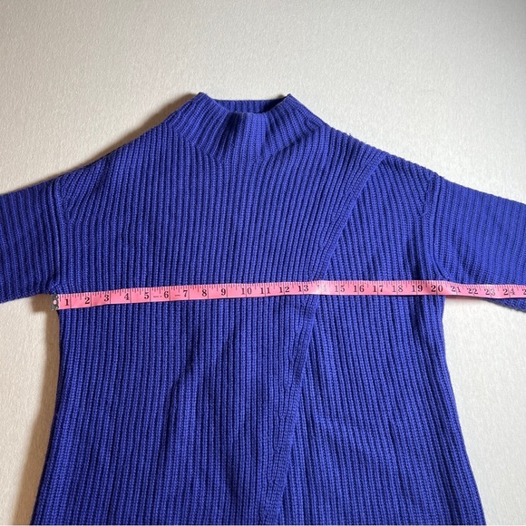 Athleta Cashmere + Merino Wool Azalea Oversized Purply Blue Ribbed Sweater, XXS - Picture 6 of 9